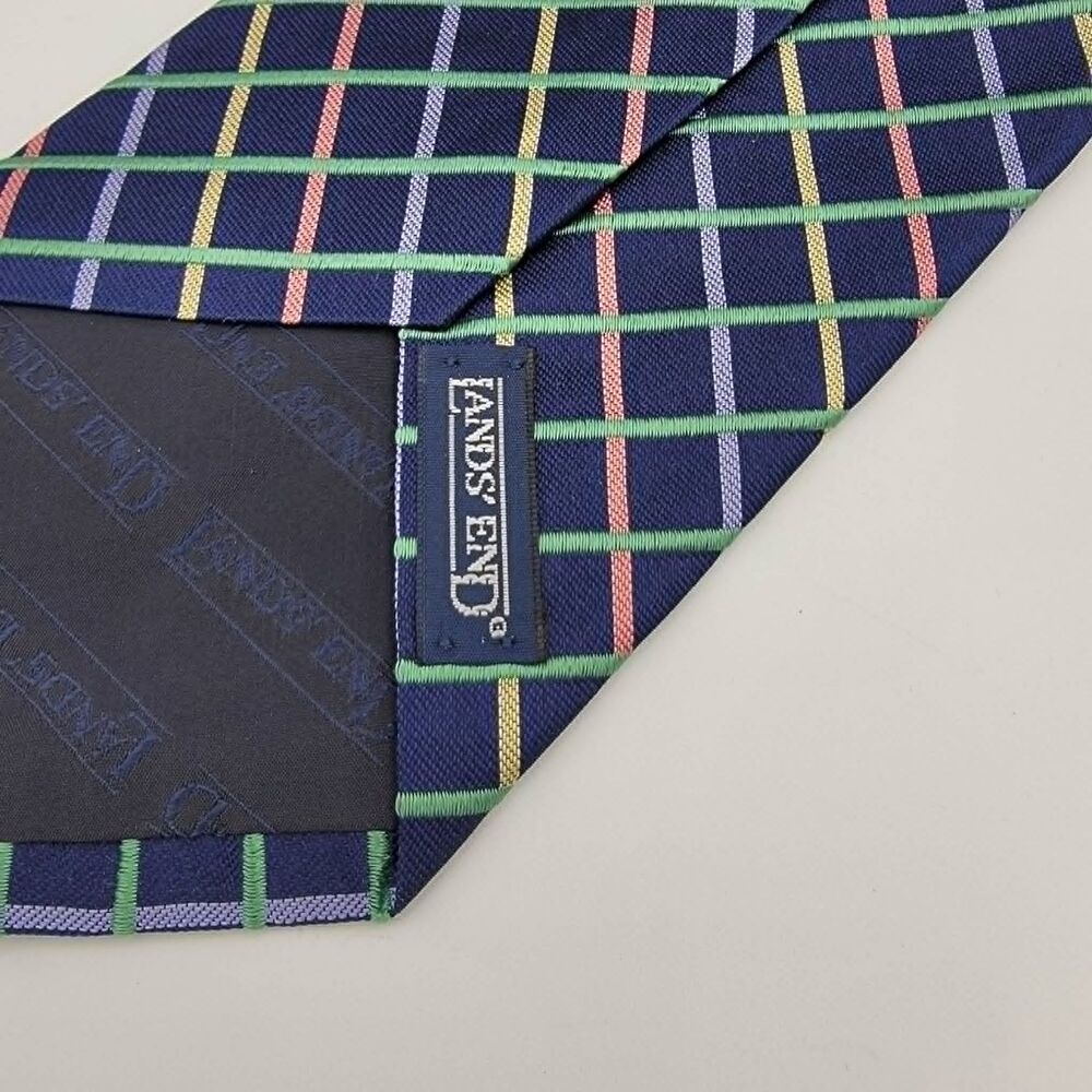 Lands' End Silk Italy Blue Men's Necktie Size 59 x 3.75 - Picture 5 of 7